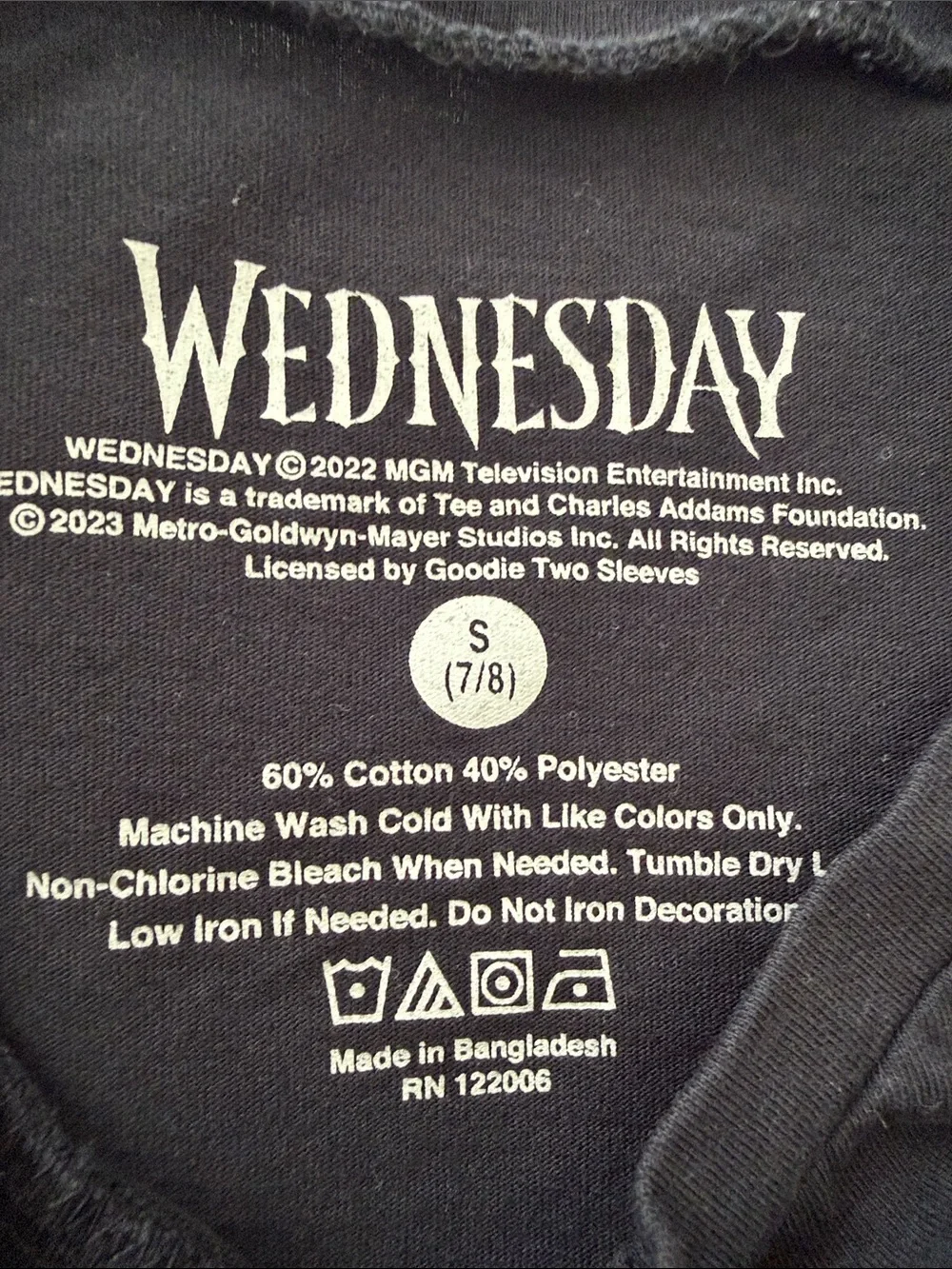Kids' Black Short-Sleeve Wednesday Graphic Tee size 7/8